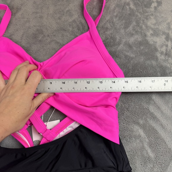B2prity Swim Dress Womens 2XL Pink Black One Piece Skirted Swimsuit New - Picture 7 of 11
